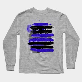 Black and Blue Stripes by RegiaArt Long Sleeve T-Shirt